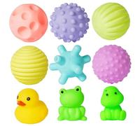 Yeahey Palline per neonati e bambini, giocattoli morbidi colorati per bambini, regali per bambini, palline da massaggio sensoriali per allenamento al tocco, 9 pezzi giocattoli da bagno per bambini