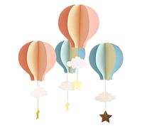 YeahiBaby, 4 festoni di carta, in 3D, a forma di nuvola e mongolfiera, decorazioni da appendere, per matrimoni, baby shower, feste di compleanno