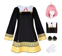 YEAJION Anya Cosplay Costume Set con Parrucca Cosplay Anya Forgiatura Costume Anime Spy X Family Cosplay Costume Halloween Carnevale Festa Costume per Adulto Bambino Nero