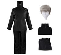 YEAJION Inumaki Toge Cosplay Costume Completo con Parrucca Anime Jujutsu Kaisen Cosplay Outfit Inumaki Toge Uniforme Natale Halloween Carnevale Party Stage Performance Nero/Blu