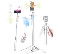 Yeaki Treppiede per iPhone da 180,3 cm con funzione di rilevamento del viso, rotazione a 360°, con telecomando ricaricabile per TikTok Vlog, treppiede per telefono per fotocamera Android/GoPro/Ring