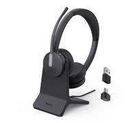 Auricolari Yealink BH70 Dual wireless Bluetooth con Cancellazione Rumore, microfono e base neri