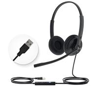 Yealink Cuffie stereo UH34 certificate per Microsoft Teams USB-A, cuffie stereo con microfono con cancellazione del rumore, per call center, lavoro, ufficio, VoIP, telefono, PC, computer (auricolari