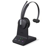 Yealink Cuffie wireless DECT & Bluetooth WH64 Mono, portata 185 m, 3 microfoni, cancellazione del rumore, batteria 26H, per telefono da ufficio, VoIP, rete fissa, PC, laptop, squadre, zoom