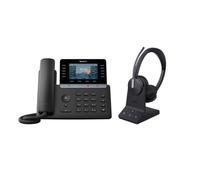 Yealink SIP-T74W + WH64 Duo - Telefono IP e cuffia DECT Set di comunicazione completo con telefono IP professionale e cuffia DECT wireless, ideale per