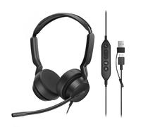 Yealink UH42 Dual Headset USB con microfono di cancellazione del rumore, cuffie stereo cablate con adattatore USB-C/A per PC, laptop, lavoro, ufficio, call center squadre certificate