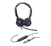 Yealink UH42 UC Duo USB-C/A Cuffie UC cablate a doppio orecchio con microfono a cancellazione dell'intelligenza artificiale, connettività USB doppia,