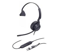 Yealink Cuffie UH42 Mono USB-C/A con cancellazione del rumore AI, altoparlante da 35 mm, braccio microfono a 280°, controllo in linea, cavo durevole, padiglioni girevoli ideali per ufficio e call