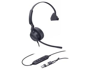 Yealink UH42 MS Mono USB-CA Cuffie cablate USB-C/A ottimizzate per i team con microfono a cancellazione del rumore AI, altoparlante HD da 35 mm e