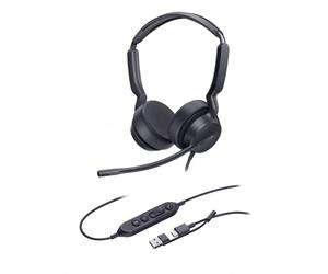 Yealink UH42 UC Duo USB-C/A Cuffie UC cablate a doppio orecchio con microfono a cancellazione dell'intelligenza artificiale, connettività USB doppia,