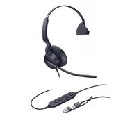 Yealink Cuffie UH46 Mono USB-C/A con 3 microfoni Cancelling AI Noise Speaker da 35 mm, Certificazione Teams, Dual Busylight, Memory Foam, Controller in linea, ideale per ufficio e lavoro ibrido