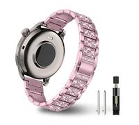 YealRed 22mm Cinturino per Amazfit Active Max/Balance 2 /Balance/Bip 6/5 /Pop 3S, Cinturino di Ricambio in Metallo con Strass da Donna per Amazfit GTR 4 /GTR 3 Pro (Rosa)