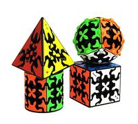 Yealvin Gear Cube Set di 4 pacchetti di dadi di velocità Gear Ball Cube 3x3 Gear Cube Pyraminx Gear Cube e cilindro Gear Cube Brain Teaser Set di dadi magici