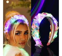 Yean Cerchietto per capelli con luce lampeggiante, con LED intrecciato, accessorio per capelli per Natale, Halloween, feste illuminate (intrecciato)