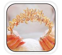 Yean Cerchietto per capelli da sposa con foglie dorate, accessorio per capelli per donne e ragazze (oro) (oro)