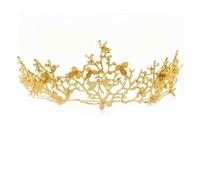 Yean - Corona da sposa e diadema da principessa, stile barocco, stile vintage, con strass, per sposa e damigella d'onore (oro)