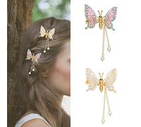 Yean Set di 2 fermagli per capelli con strass a farfalla dinamica, fermagli per capelli a farfalla per donne e ragazze (cristallo viola)