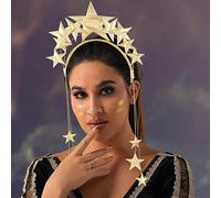 Yean Star Fascia per capelli dorata Mary Halo corona cerchietto stelle dea copricapo per feste di Natale