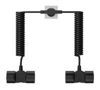 YEAPOW Prolunga a spirale con contatto di protezione con prese a 4 vie, 2 m AC, doppia spina Schuko cavo in plastica, fino a 16 A/250 V, IP20, nero