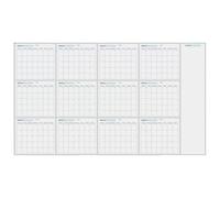 Year Calendar Planner, Dry Erase Board, Wall Schedule Organizer, Giant Undated Layout with Blank Grid, Reusable WritingSurface for Home Classroom Work Planning, White