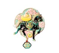 Year of the Horse Refrigerator Magnet - Metal Embossed Magnetic Sticker for New Year Decoration(green)