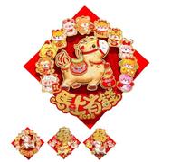 Year of the Horse Stickers,ChineseNewYear Decoration Set with Fu Character, Vibrant Lunar New Year Wall Decor for Home Entryway,Holiday Celebrations (A)