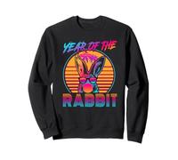 Year of The Rabbit Retro Vintage 80s Funny Bunny Lover Felpa