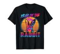 Year of The Rabbit Retro Vintage 80s Funny Bunny Lover Maglietta