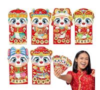 Year Of The Snake Red Envelopes - Confezione da 6 pacchetti di denaro fortunati Festival di primavera | 2025 Capodanno cinese Hong Bao Cash Envelopes | Tasche rosse di design a serpente per feste
