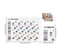 Yearly Wall Calendar, 2026 Poster Planner, 33 x 23 Inches Schedule with Decorative Stickers, Giant Academic Tracker, Annual Sheet with Laminated Build, Planning Tool for Office and Dormitory