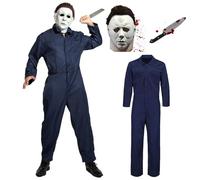 Yearsahrk 3 pezzi Michael Myers Costume per adulti Uomo Horror Tuta Scary Killer Maschera Carnevale Halloween Costume