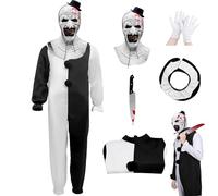 Yearsahrk Art the Clown Costume per adulti Horror Terrifier Costume Tuta Scary Killer Clown Maschera Halloween Accessori
