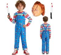 Yearsahrk Chucky Costume per bambini Halloween Chucky maschera tuta tuta coltello in plastica carnevale Halloween costume cosplay accessorio di scena per ragazzi e ragazze