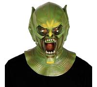 Yearsahrk Maschera da folletto verde horror demone verde maschere diavolo in lattice, casco a testa piena, Halloween, cosplay, feste, accessori di scena per bambini e adulti