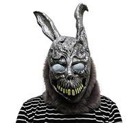 Yearsahrk Maschera di coniglio malvagio fantasma spaventoso coniglio maschere grigio franco coniglio casco con testa piena Halloween cosplay costume festa oggetti di scena