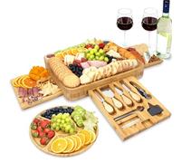 Yearvot Idee Regalo Set Tagliere di Formaggio, Set di Coltelli per Tagliere di Salumi e Frutta Rotonda, Idee Regalo Originale per Donna/Maestra, Compleanno, Natale, Matrimonio