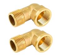 YEAUPE PRO 2 Pezzi Ottone 90 ° Gomito-Male Doppia,Gomito in ottone 90°G1/2"Femmina/Maschio(Ø Femmina 19,5mm x Ø Maschio 20,3mm),Raccordo Filettato Adatto per Acqua Potabile