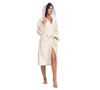 YEAUPE PRO Accapello con cappuccio da donna, 100% spugna di cotone, beige, taglia S