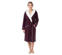 YEAUPE PRO Accappatoio da donna con cappuccio in spugna, 100% cotone spugna certificato OEKO-TEX, velluto, viola scuro, taglia XXL