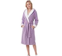 YEAUPE PRO Accappatoio da donna con cappuccio in spugna, lungo, lilla, taglia S