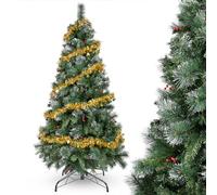 YEAUPE PRO Albero di Natale Artificiale 165 cm con Bacche Rosse ed Effetto Neve, Decorato, PVC, Montaggio in 3 Parti, Base in Metallo