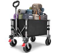 YEAUPE PRO Carrello con Ruote Portatile - 70L, 50kg carico max. - Pieghevole, con zip laterale, rete e manico telescopico - Ideale per campeggio, ufficio e casa - Nero Opaco