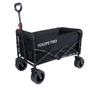 YEAUPE PRO Carrello da campeggio pieghevole resistente da 160-240 l, carrello pieghevole da giardino con ruote larghe 17,8 cm, design pieghevole con apertura posteriore, doppio freno anteriore, borsa