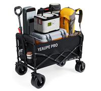 YEAUPE PRO Carrello pieghevole con freni, portata 230 l, 200 kg, 17 x 10 cm, pneumatici extra larghi, con 2 tasche per bottiglie d'acqua e 1 tasca a rete, carrello per giardino, spiaggia, campeggio