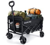 YEAUPE PRO Carrello pieghevole da 100 kg, con tasca laterale, portabevande regolabile, per tutti i terreni, ideale per spiaggia, campeggio, giardino