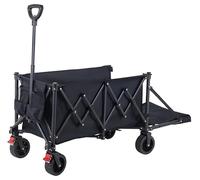 YEAUPE PRO Carrello pieghevole da 160 l, 120 kg, con freno di stazionamento, pieghevole a 4 vie, altezza regolabile per campeggio, auto da spiaggia, giardino, shopping, nero