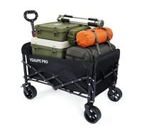 YEAUPE PRO Carrello pieghevole da 200 l, portata 150 kg, design brevettato e telaio a doppia forcella, pneumatici da serbatoio per tutte le terrain (14,5 x 5 cm) con freno, carrello da spiaggia