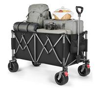 YEAUPE PRO Carrello Pieghevole e da Spiaggia - Con doppi freni anteriori, doppia forcella rinforzata e ruote grandi, Manico regolabile, Per campeggio e giardino - 150kg, 255L, Nero