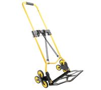 YEAUPE PRO Carrello Saliscale Pieghevole con Manico Telescopico, Ruote in Gomma, 2 Cinghie | Portata 47 kg per Traslochi, Giardino, Trasporto, Giallo