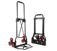 YEAUPE PRO Carrello Saliscale Pieghevole con Manico Telescopico, Ruote in Gomma, 2 Cinghie | Portata 50 kg per Traslochi, Giardino, Trasporto, Nero - Tre Ruote